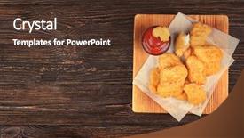  Presentation with nuggets - Colorful presentation design enhanced with board with tasty chicken nuggets backdrop and a tawny brown colored foreground