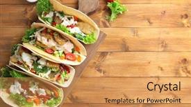  Presentation with taco - Slide deck with board with tasty fish taco background and a yellow colored foreground
