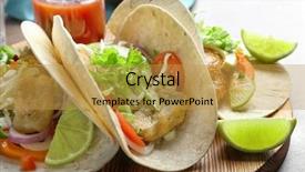  Presentation with fish tacos - Colorful PPT theme enhanced with board with tasty fish taco backdrop and a  colored foreground