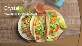  Presentation with fish tacos - Colorful theme enhanced with board with tasty fish taco backdrop and a coral colored foreground