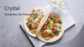  Presentation with fish tacos - Colorful slide deck enhanced with board with tasty fish taco backdrop and a lemonade colored foreground