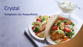  Presentation with taco - Presentation enhanced with board with tasty fish taco background and a sky blue colored foreground