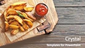  Presentation with wedges - Presentation theme having board with tasty potato wedge background and a coral colored foreground