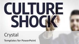  Presentation with culture - Colorful slide deck enhanced with debating society - business man pointing to transparent backdrop and a white colored foreground