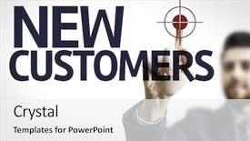  Presentation with customer service - PPT theme featuring board with text new customer background and a white colored foreground