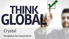  Presentation with business - PPT theme featuring board with text think global background and a white colored foreground