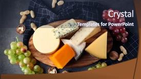  Presentation with cheese - Slides with board with variety of cheese background and a wine colored foreground