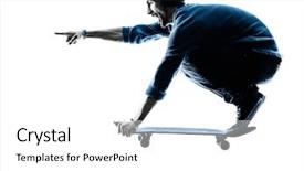  Presentation with silhouette of man worship - PPT theme with boarders - one caucasian man skateboarder skateboarding background and a white colored foreground