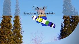  Presentation with deep blue - Audience pleasing slide deck consisting of boarders - snowboarder jumping through air backdrop and a light blue colored foreground