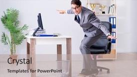  Presentation with office - Amazing slide deck having boarders - young businessman riding skate backdrop and a light gray colored foreground