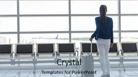  Presentation with airport lounge - Audience pleasing theme consisting of boarding gate before departure backdrop and a light blue colored foreground