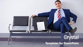  Presentation with airport lounge - Audience pleasing slides consisting of boarding in airport lounge backdrop and a ocean colored foreground