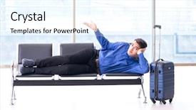  Presentation with airport lounge - Colorful presentation theme enhanced with boarding in airport lounge backdrop and a cool aqua colored foreground