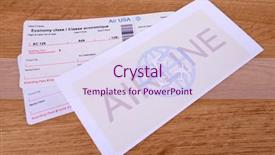  Presentation with airline - PPT theme consisting of boarding pass - airline tickets on table close-up background and a sky blue colored foreground