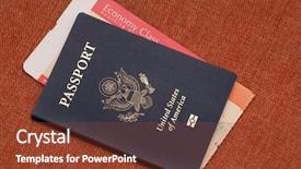  Presentation with passport travel - Presentation theme having boarding pass - passport and ticket concept background and a tawny brown colored foreground
