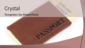  Presentation with frames isolated on white brown - Colorful presentation theme enhanced with boarding pass - passport and ticket isolated backdrop and a soft green colored foreground