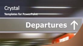  Presentation with airport boarding pass - Colorful PPT layouts enhanced with boarding pass - tourist info signage in airport backdrop and a dark gray colored foreground