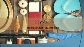  Presentation with flat lay of female sport - Presentation consisting of boarding pass - travel and beach items flat background and a coral colored foreground