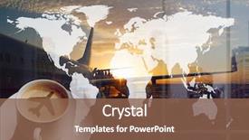  Presentation with airport city - Theme enhanced with boarding queue double exposure collage background and a tawny brown colored foreground