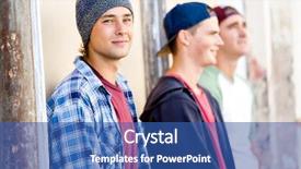  Presentation with street art bricks - Cool new theme with boarding school - teenage friends standing backdrop and a ocean colored foreground