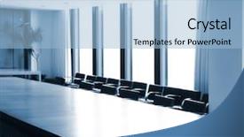  Presentation with conference table microphones - Presentation theme consisting of track swimming pool with turquoise water before a competition background and a seafoam green colored foreground