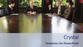  Presentation with conference table - Slide deck enhanced with boardroom meeting - multiethnic business people having discussion background and a lemonade colored foreground