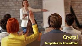  Presentation with questions - Amazing PPT theme having boardroom meeting asking questions- raising backdrop and a tawny brown colored foreground