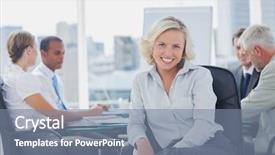  Presentation with farewell colleagues - Cool new presentation with boardroom with colleagues discussing behind backdrop and a seafoam green colored foreground