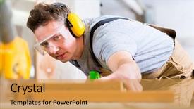  Presentation with hearing - Colorful presentation enhanced with boards he is wearing safety backdrop and a yellow colored foreground