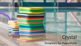  Presentation with swimming pool - Theme having boards in the swimming pool background and a coral colored foreground