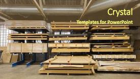  Presentation with woodworking - Slide deck consisting of boards storing at factory warehouse background and a tawny brown colored foreground