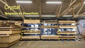  Presentation with woodworking - Presentation theme consisting of boards storing at factory warehouse background and a tawny brown colored foreground