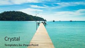  Presentation with serenity - PPT theme consisting of boardwalk admire sunny serenity background and a seafoam green colored foreground