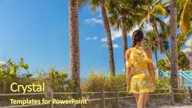  Presentation with florida beach - Audience pleasing theme consisting of boardwalk in florida usa backdrop and a tawny brown colored foreground