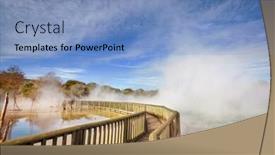  Presentation with zone - Amazing PPT theme having boardwalk-in-rotorua-thermal-zone backdrop and a light blue colored foreground