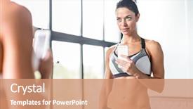  Presentation with mirror - Amazing PPT layouts having boast - portrait of pretty brunette woman backdrop and a coral colored foreground