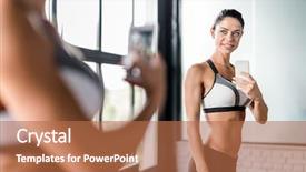  Presentation with gym out and back - Slides enhanced with boast - portrait of proud muscular woman background and a coral colored foreground