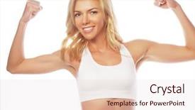  Presentation with strong - Slide set enhanced with boast - sporty woman is showing her background and a lemonade colored foreground