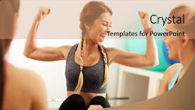  Presentation with gym - Amazing slides having boast - young women group resting backdrop and a coral colored foreground