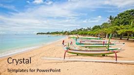  Presentation with bali nusa dua - Colorful PPT theme enhanced with beach with fisherman's boat backdrop and a lemonade colored foreground