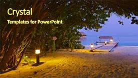  Presentation with sunset beach - Theme consisting of resort food boat - jetty beach at sunset background and a  colored foreground