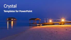  Presentation with sunset at venice beach palm - Amazing slide deck having resort food boat - jetty beach at sunset backdrop and a  colored foreground