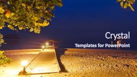  Presentation with sunset at venice beach palm - PPT layouts featuring resort food boat - jetty beach at sunset background and a  colored foreground