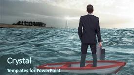  Presentation with stormy sea - Audience pleasing PPT theme consisting of boat against stormy sea backdrop and a ocean colored foreground