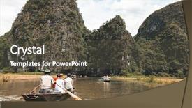  Presentation with boat river - Cool new PPT layouts with boat along the ngo backdrop and a dark gray colored foreground
