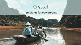  Presentation with boat river - Slide set consisting of boat along the ngo background and a sky blue colored foreground