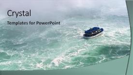  Presentation with falls - Presentation having boat and horseshoe falls background and a light blue colored foreground