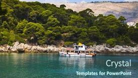  Presentation with croatia - Cool new presentation theme with boat-and-island-in-croatia backdrop and a ocean colored foreground