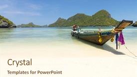  Presentation with long tailed boat fishing boat - Amazing slide deck having boat at angthong national marine backdrop and a cream colored foreground