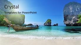  Presentation with alpha phi omega - Audience pleasing PPT theme consisting of boat at phi phi island backdrop and a  colored foreground